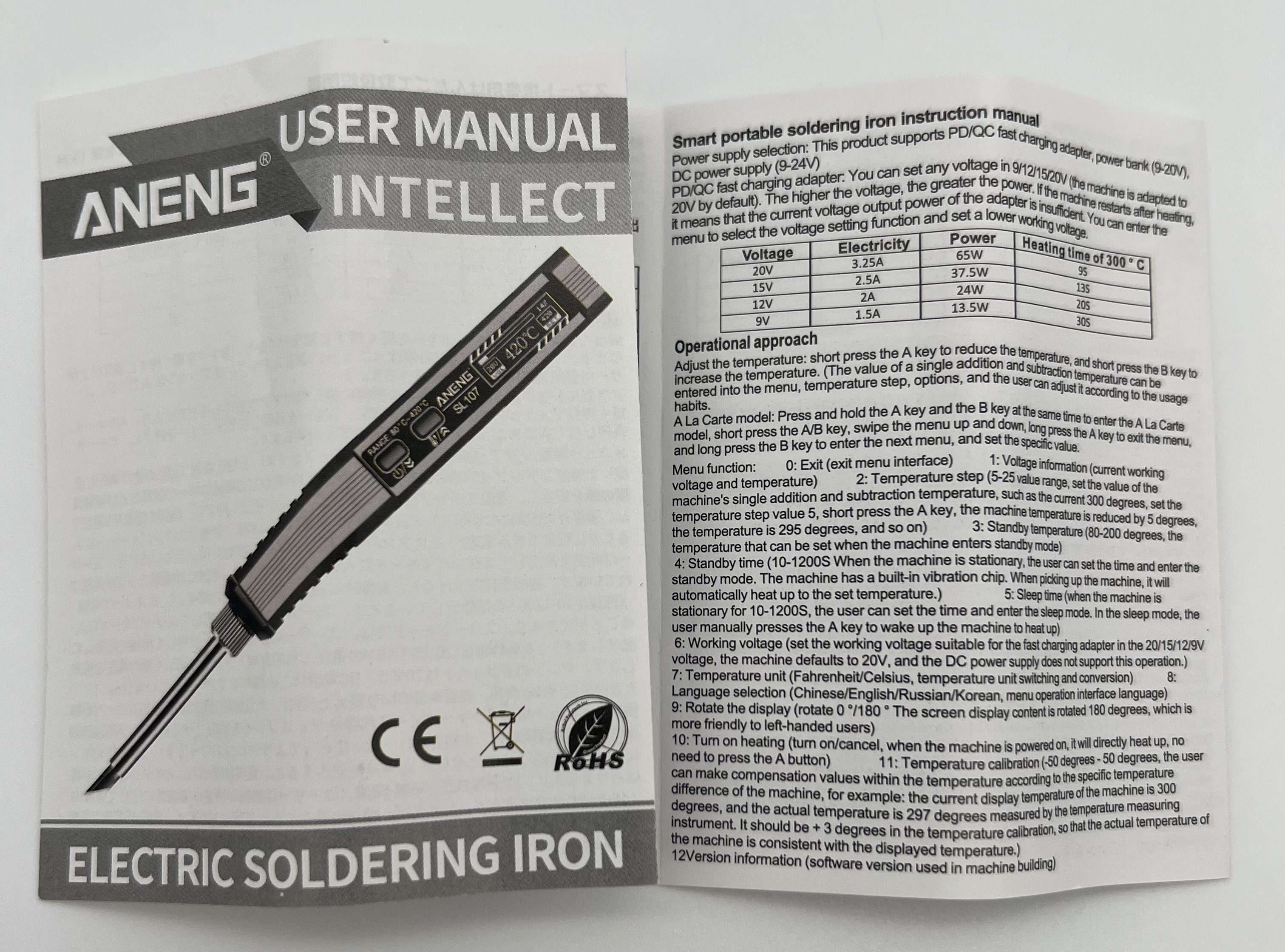 Інструкція до Aneng SL107 для швидкого старту роботи