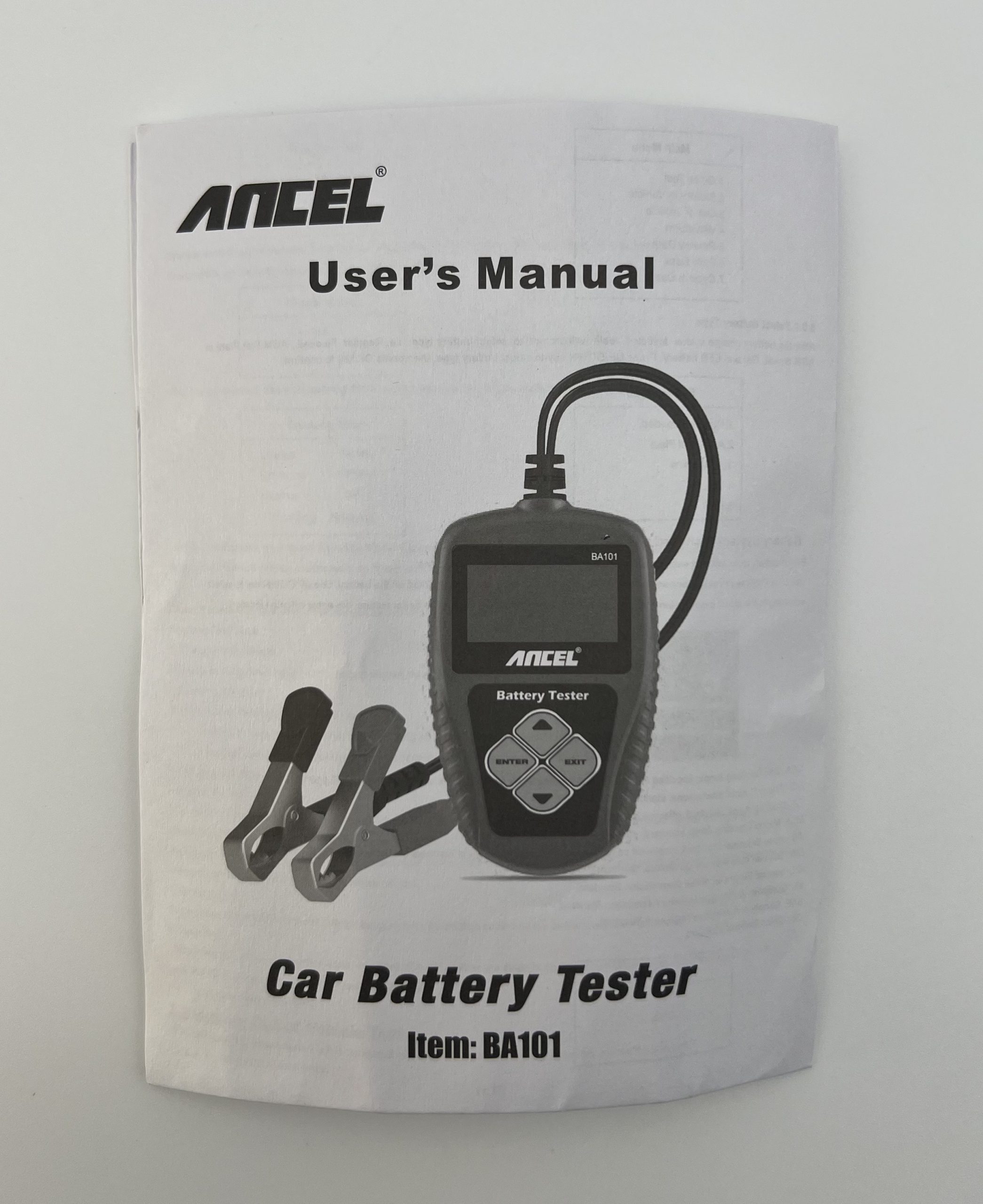 Інструкція користувача до ANCEL BA101 у базовій комплектації