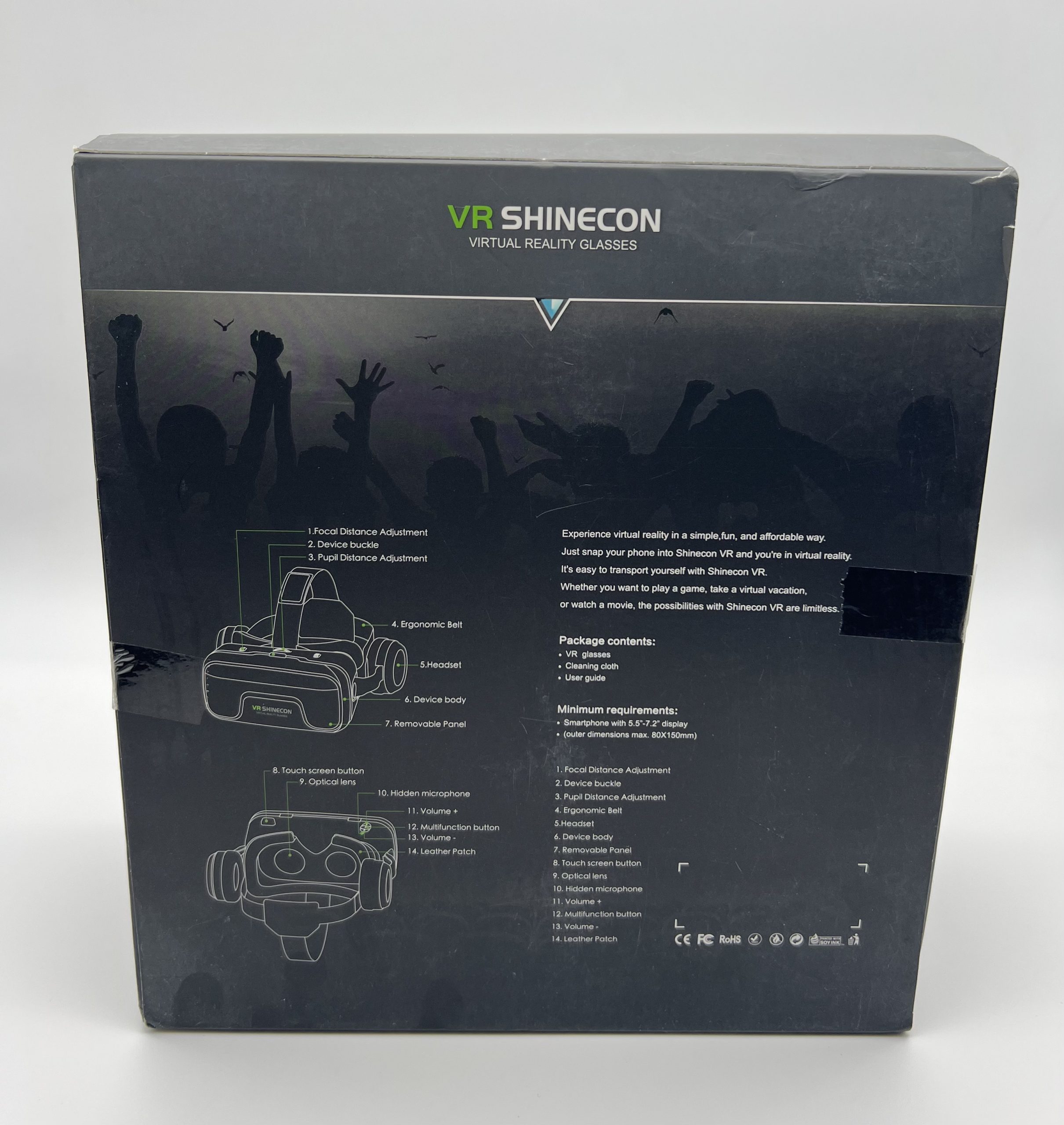 VR Shinecon 10.0 у коробці постачання