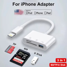 Адаптер-перехідник 3-в-1 USB 3.0 + SD/TF з Lightning OTG Адаптер-перехідник 3-в-1 USB 3.0 + SD/TF з Lightning OTG