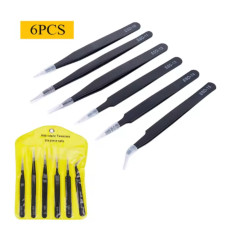Набір металевих пінцетів для точних робіт, 6 шт — антистатичні ESD з нержавіючої сталі для ремонту електроніки Набір металевих пінцетів для точних робіт, 6 шт — антистатичні ESD з нержавіючої сталі для ремонту електроніки