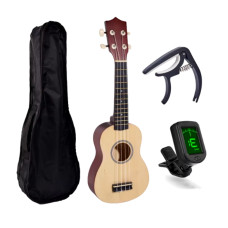 Гавайська гітара для початківців (укулеле) з сумкою Miwayer Soprano Ukulele 21-дюймова з цифровим тюнером Гавайська гітара для початківців (укулеле) з сумкою Miwayer Soprano Ukulele 21-дюймова з цифровим тюнером