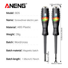 Хрестова викрутка з індикатором напруги ANENG B05 для виявлення несправностей проводки, фаз та обривів