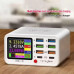 Зарядна станція TENSAI 65W, 8 портів USB, бездротова зарядка, QC3.0, Type-C, LCD-дисплей