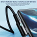 Кабель USB-A to Type-C 0.25 м, 90°, LED дисплей, 6A/100W (Toocki)