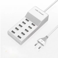 USB-зарядна станція (10-портова) 50 Вт для кількох пристроїв – універсальний адаптер для iPhone, Samsung, Xiaomi, Huawei та інших