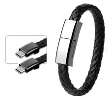 Зарядний кабель-браслет Foxconn USB-C до USB-C, 22 см, чорний Зарядний кабель-браслет Foxconn USB-C до USB-C, 22 см, чорний