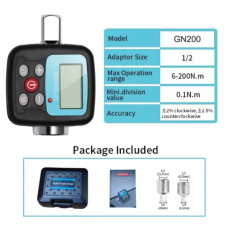 Професійний електронний динамометричний ключ з адаптером (6–200 Нм)