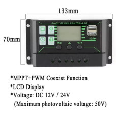 Сонячний контролер MPPT з регульованим зарядом, РК-дисплеєм і двома USB портами 12V/24V/50V 100 А