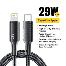 Швидкий зарядний кабель Essager USB C для iPhone iPad MacBook із підтримкою PD 29 Вт Чорний 1m Швидкий зарядний кабель Essager USB C для iPhone iPad MacBook із підтримкою PD 29 Вт Чорний 1m