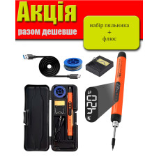 USB-паяльник набір з регулюванням температури, портативний, акумулятор 800 мА·год, Type-C (без флюсу)