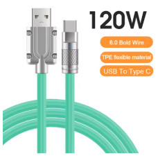 Силіконовий кабель Type-C - USB Зелений (1м) Силіконовий кабель Type-C - USB Зелений (1м)