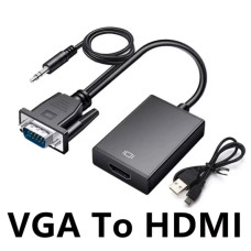 Адаптер-конвертер VGA → HDMI з аудіовиходом та USB живленням