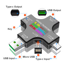SJAMING SZB USB тестер з Bluetooth Type‑C PD, цифровий вольтметр, амперметр, вимірювач напруги та струму USB