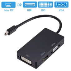 LccKaa 3-в-1 Mini DP to HDMI/DVI/VGA Converter (чорний)