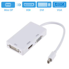 LccKaa 3-в-1 Mini DP → HDMI/DVI/VGA конвертер (білий)