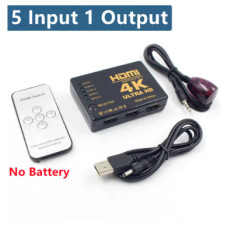 HDMI Перемикач 5x1 4K з ІЧ‑пультом, 5 входів 1 вихід