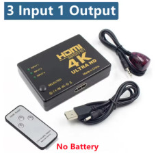 3x1 HDMI Перемикач HD 4K Відео Світчер з ІЧ-Пультом ДУ, 3 Входу 1 Вихід HDMI Перемикач