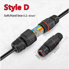 IP68 з'єднувальний роз'єм Style D, 2/3 контакти, безпаяльний, герметичний