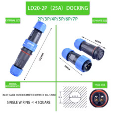 IP68 LD Series водонепроникний з'єднувач (LD20 Docking, 2P)