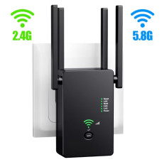 Wi-Fi Репітер (Підсилювач сигналу) VIKEFON 1200Mbps з 4 антенами (чорний)