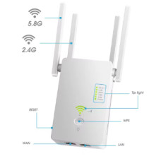 Wi-Fi Репітер (Підсилювач сигналу) VIKEFON 1200Mbps з 4 антенами (білий)