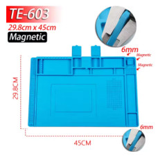 Силіконовий килимок для паяльних робіт TE603 — термостійкий антистатичний, з магнітними зонами