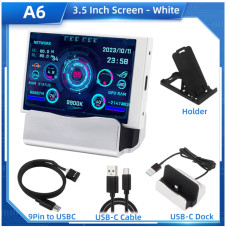 TURZX 3.5″ IPS Type-C Мінімонітор A6 | Додатковий екран для ПК, CPU/GPU/Температур/Навант (A6 White)
