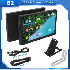 TURZX 5" IPS Type-C Мінімонітор В2 | Додатковий екран для ПК, CPU/GPU/Температур/Навант (B2 Black)