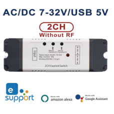 Wi-Fi реле eWelink 2CH AC/DC 7–32V для розумного дому з підтримкою Alexa / Google Home