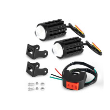 Фари лінза LED для мотоцикла 12V 2 шт — Біле світло + Вимикач