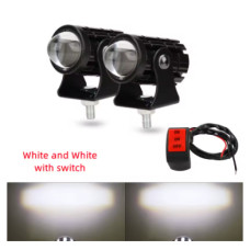 Комплект LED фар для мотоцикла 12V 2шт — Білі протитуманні фари з вимикачем, яскраве світло 6000К, IP67, алюмінієвий корпус