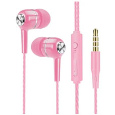 Навушники з мікрофоном 3.5 мм — проводові стерео-вкладиші для музики та дзвінків (Рожеві) Навушники з мікрофоном 3.5 мм — проводові стерео-вкладиші для музики та дзвінків (Рожеві)