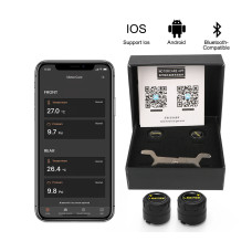 TPMS Bluetooth для мотоцикла — система контролю тиску в шинах із сенсорами, керуванням через додаток та водозахистом