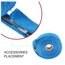 Термострічка для вихлопної труби (5 м, 2.5 см, скловолокно) з металевими стяжками – до 1100°C, синій