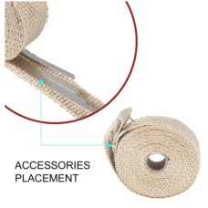 Термострічка для вихлопної труби (5 м, 2.5 см, скловолокно) з металевими стяжками – до 1100°C Крем