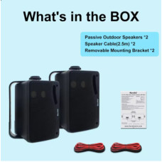 Вуличні пасивні колонки Herdio 3.5'' (2шт), настінні, 200Вт, вологостійкі, 3-смугові, чорні Вуличні пасивні колонки Herdio 3.5'' (2шт), настінні, 200Вт, вологостійкі, 3-смугові, чорні