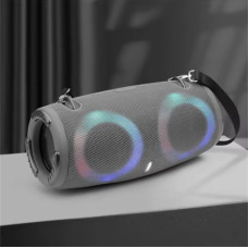 Портативна Bluetooth-колонка 100Вт, RGB-підсвітка, FM, TWS, USB, AUX, 30×12×12 см, Сірий