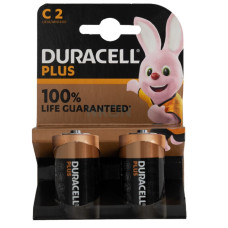 Duracell Plus C 1.5V LR14 — 2 лужні батарейки
