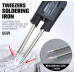 T12 OLED V2.1 Tweezers — паяльна станція з пінцетом і ручкою (STM32, 5-pin, подвійний вихід, авто-сон)