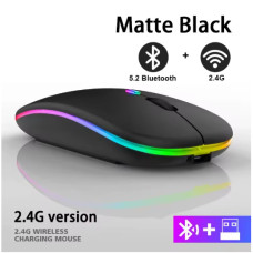 RGB бездротова ігрова миша з підсвіткою, Bluetooth та акумулятором, Чорна RGB бездротова ігрова миша з підсвіткою, Bluetooth та акумулятором, Чорна