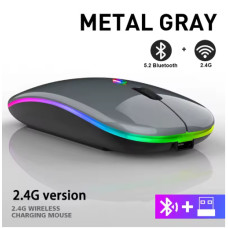 RGB бездротова ігрова миша з підсвіткою, Bluetooth та акумулятором, Сіра