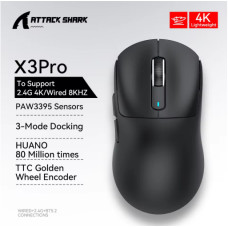 Attack Shark X3Pro ігрова миша PAW3395, 26000 DPI, до 8000Hz, Чорна