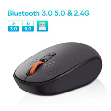 Baseus F01B Bluetooth 5.0 + 2.4G, 1600 DPI, безшумні кліки, Чорний колір