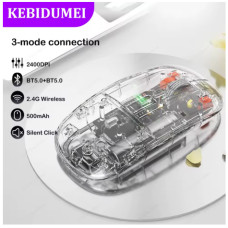 Прозора миша Tri-Mode (Dual Bluetooth 5.0 + 2.4G, 2400 DPI, 500 мА·г)