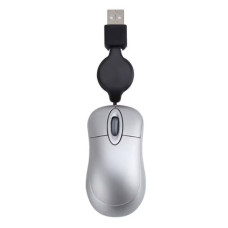 Міні дротова миша з висувним кабелем (оптична USB, ергономічна) Сіра