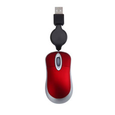 Міні дротова миша з висувним кабелем (оптична, USB, ергономічна, для дому та офісу) Червона