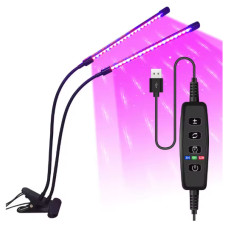 USB LED фітолампа для рослин з таймером (2 модулі, 10 рівнів яскравості, повний спектр)
