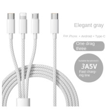 Кабель 3-в-1 OIITH Fast Charging 100W (USB-C + Micro USB + Lightning, 6A, 1 м, Сірий)