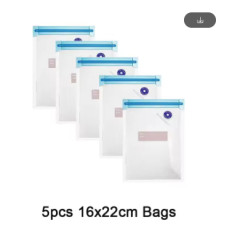 Багаторазові вакуумні пакети 16×22 см 5шт (із зіп-застібкою, для вакууматора та Sous Vide, BPA Free) Багаторазові вакуумні пакети 16×22 см 5шт (із зіп-застібкою, для вакууматора та Sous Vide, BPA Free)